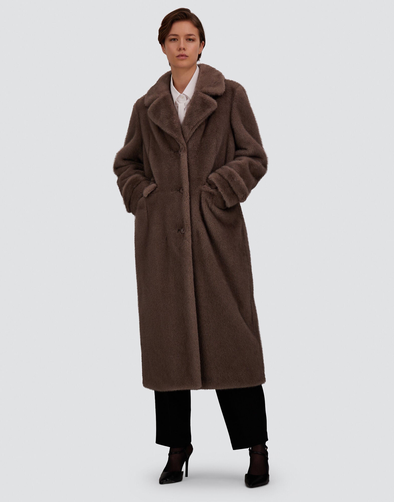 Coat In Melange Faux-Fur Wmn