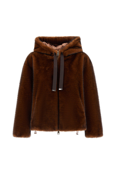 marrone scuro Bomber Soft Faux Fur W