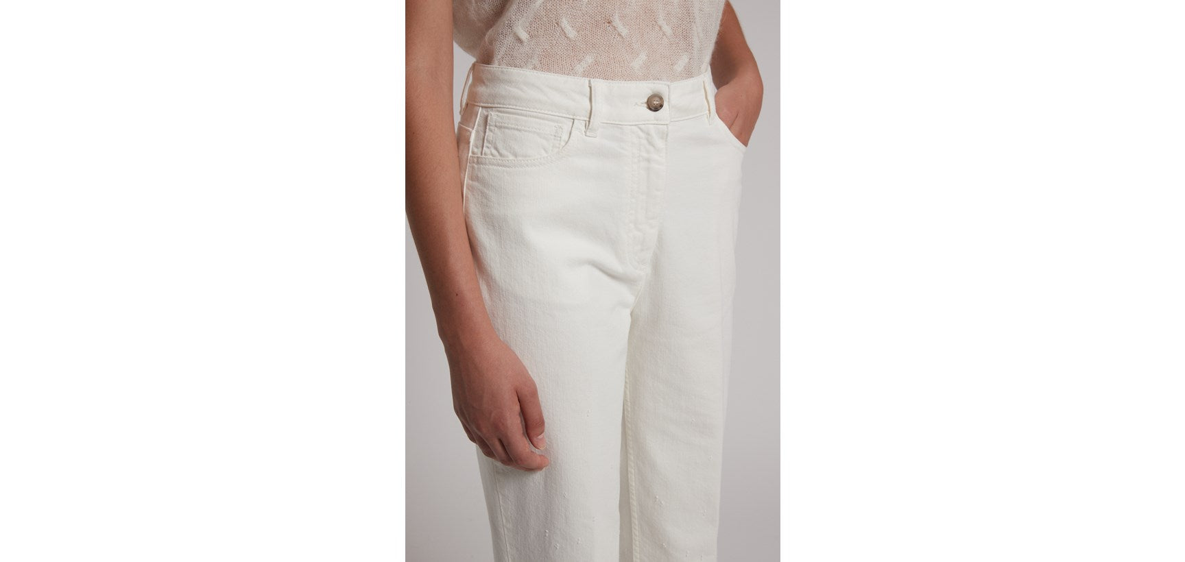 Pantalone Denim Bianco W