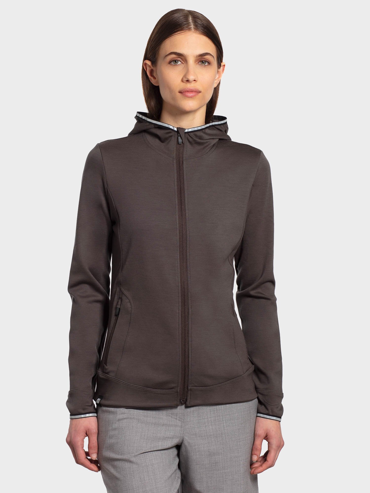 deep taupe Laru Hooded Full Zip LS W