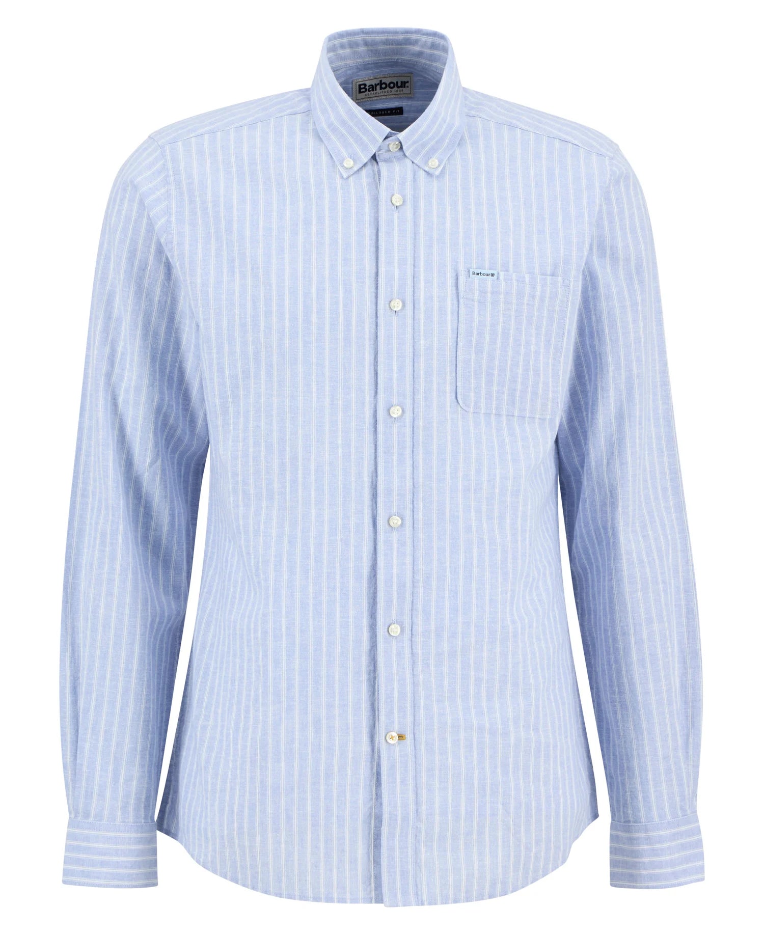 blue Nelson Striped Long-Sleeved Shirt Man