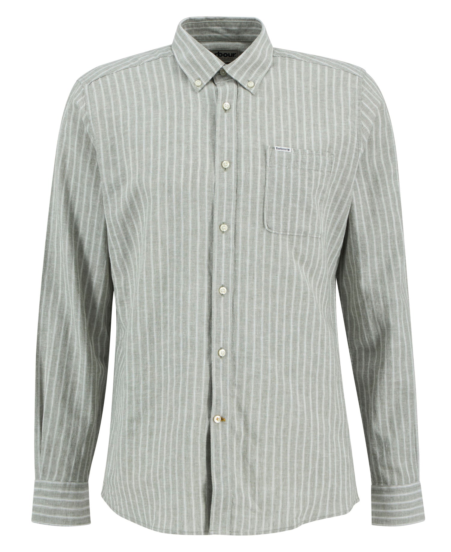 bleached olive Nelson Striped Long-Sleeved Shirt Man