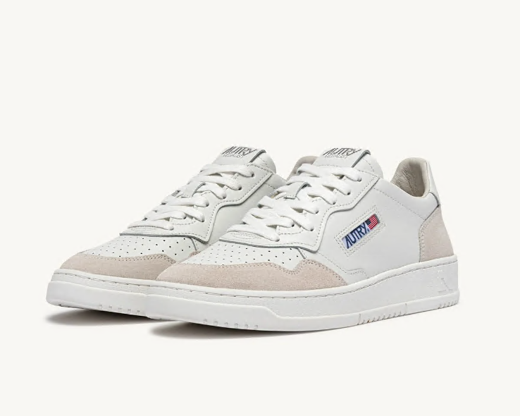 Medalist Low White Leather and Suede Man