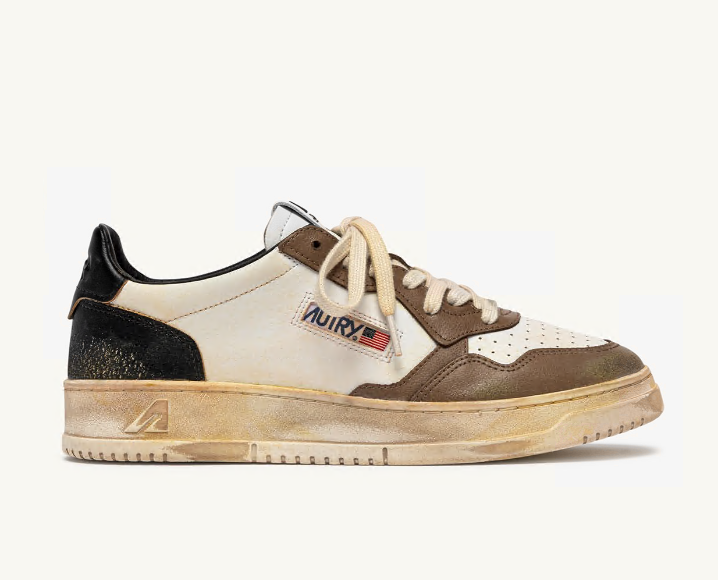 Medalist Low Super Vintage White, Black, Malt Leather Man