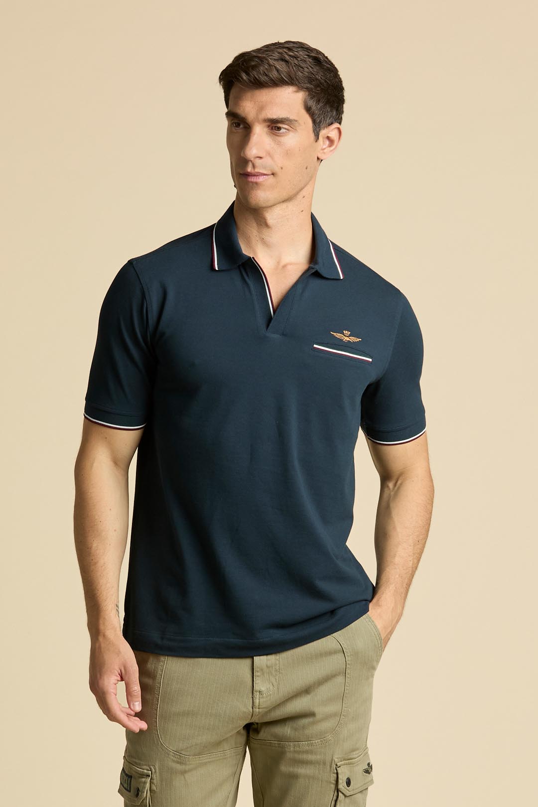 Polo Shirt Open Collar and Chest Pocket Man