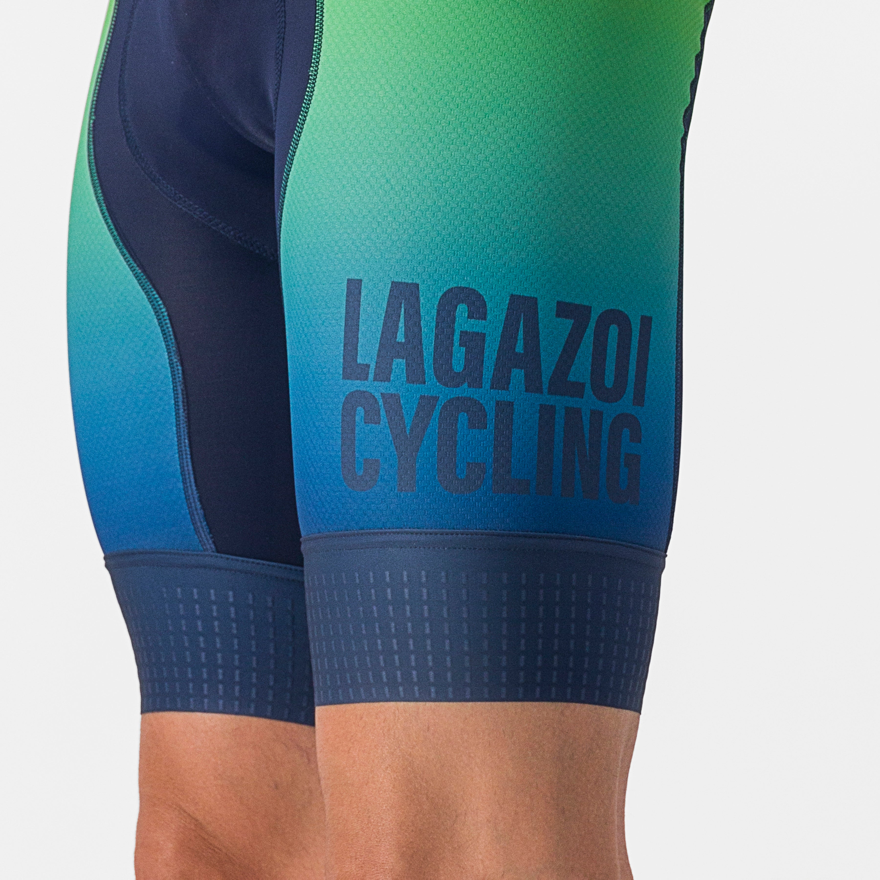 central blue navy/green Lagazoi Cycling Bib Short M