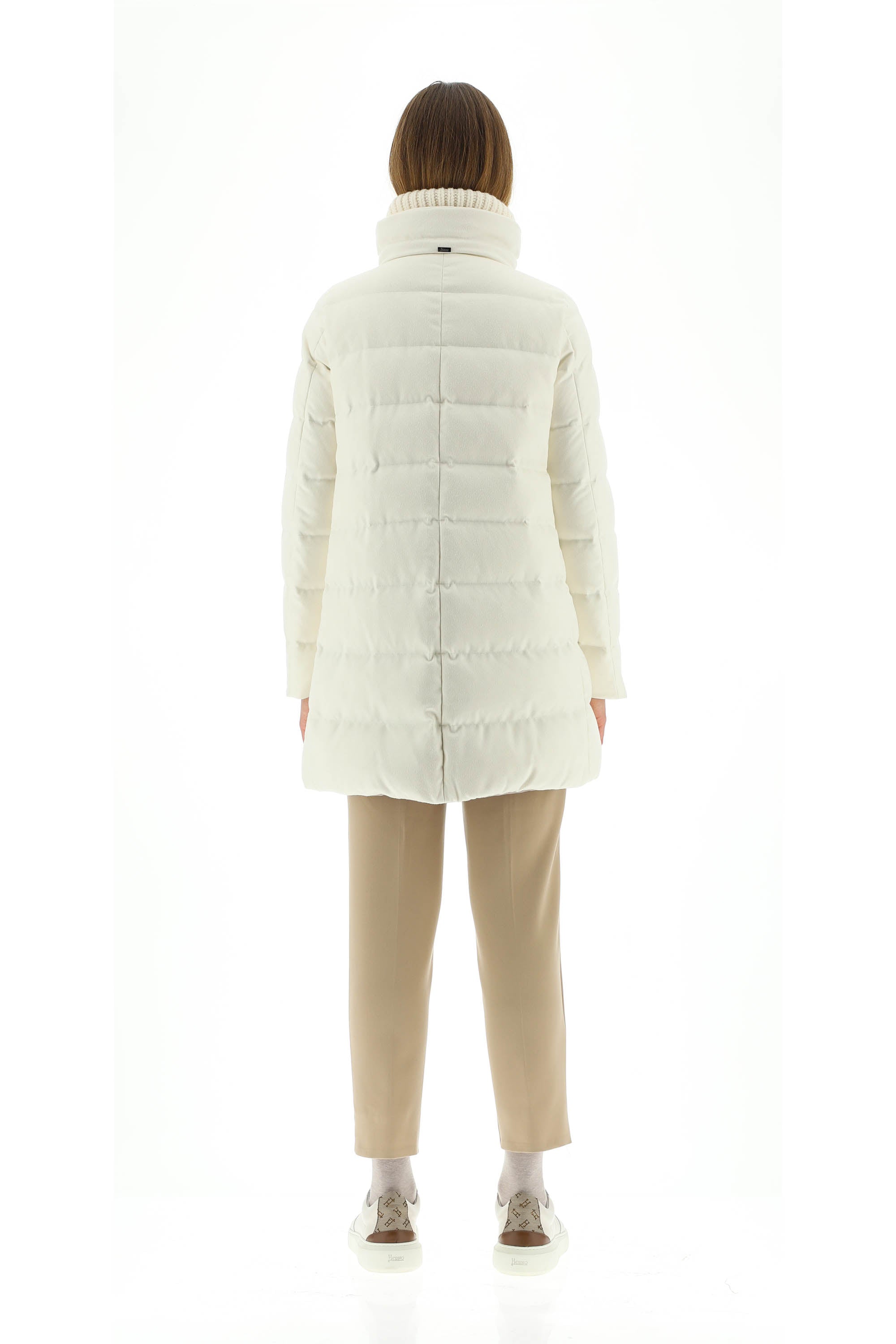 A-Shape Cashmere Silk With Knitted Collar