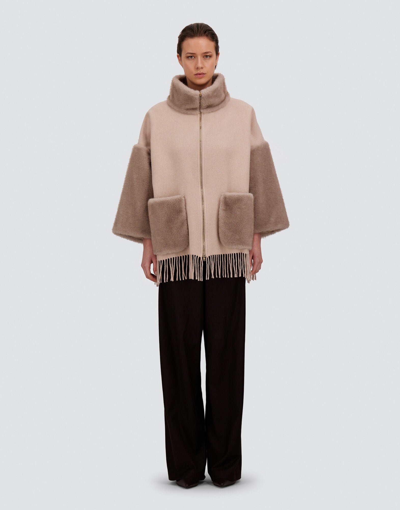 Wool Cashmere Melange Poncho Wmn
