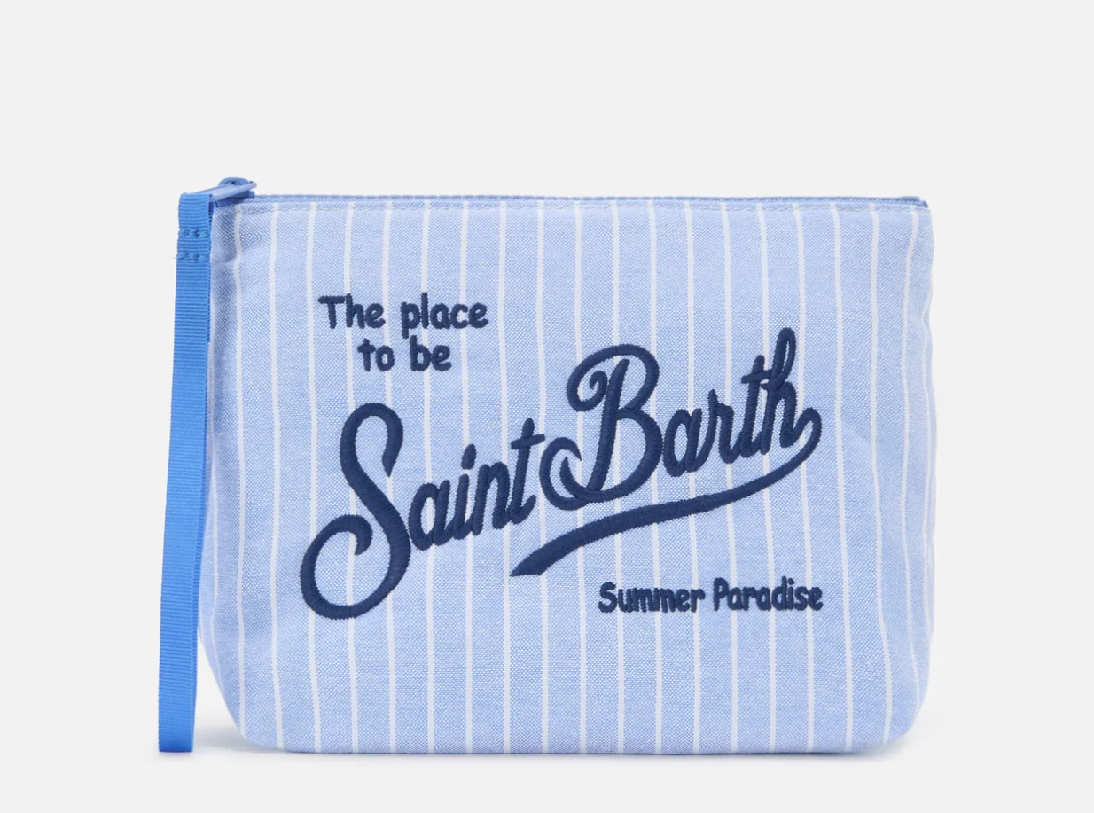 Aline Blue Striped Cotton Pouch